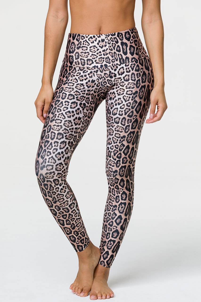High Waisted Safari Leggings with Leopard Print