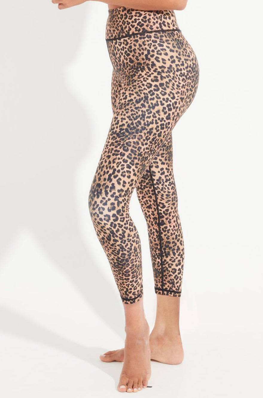 Women's Activewear Mesh Leopard Print Side Stripe Legging 