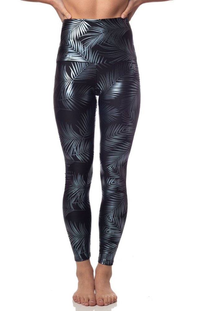 Chocolate Highwaisted Foil Leggings With Side Pockets - The Pretty Hot Mess
