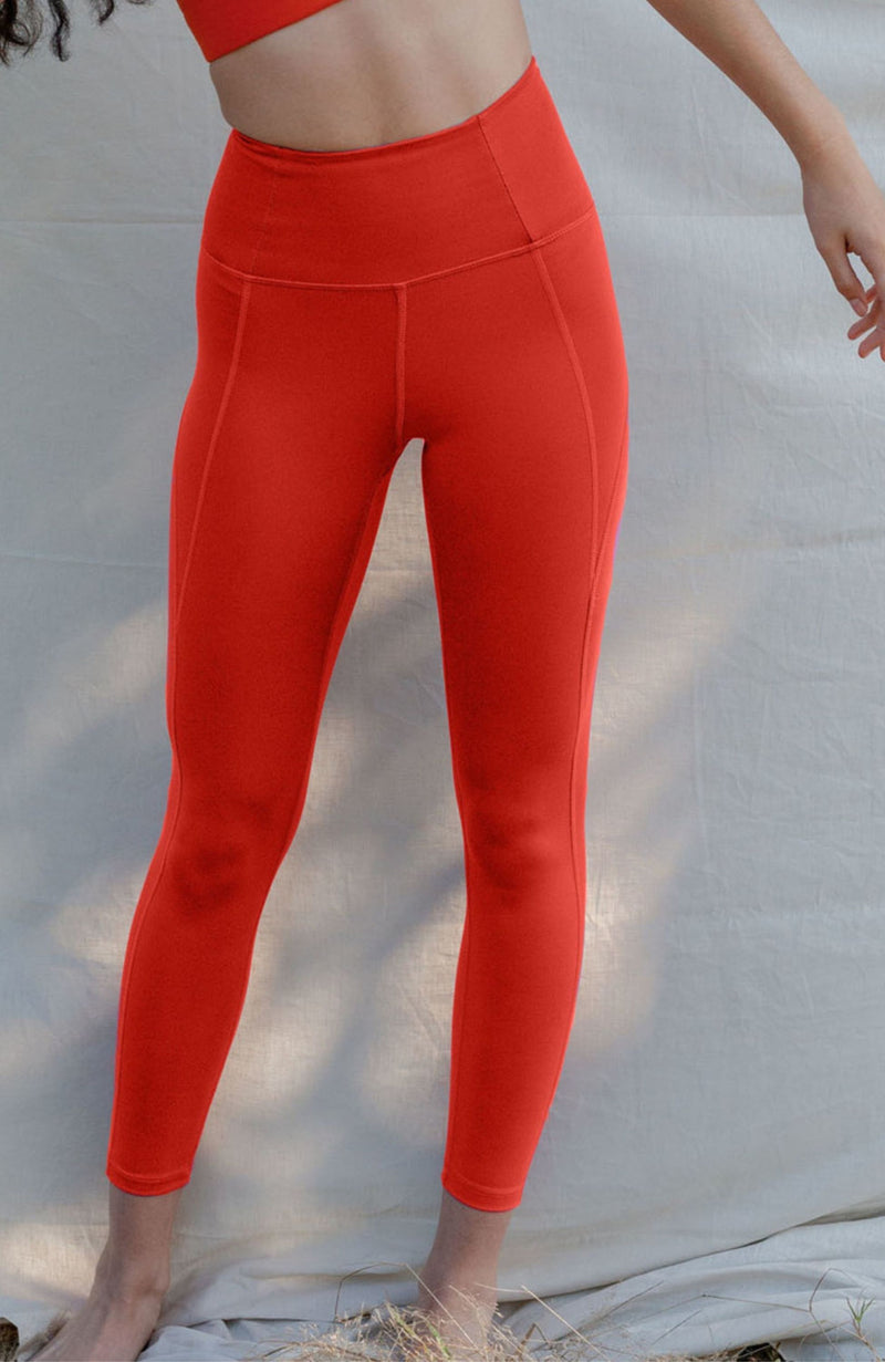 Women's Red High-Waisted Pants & Leggings