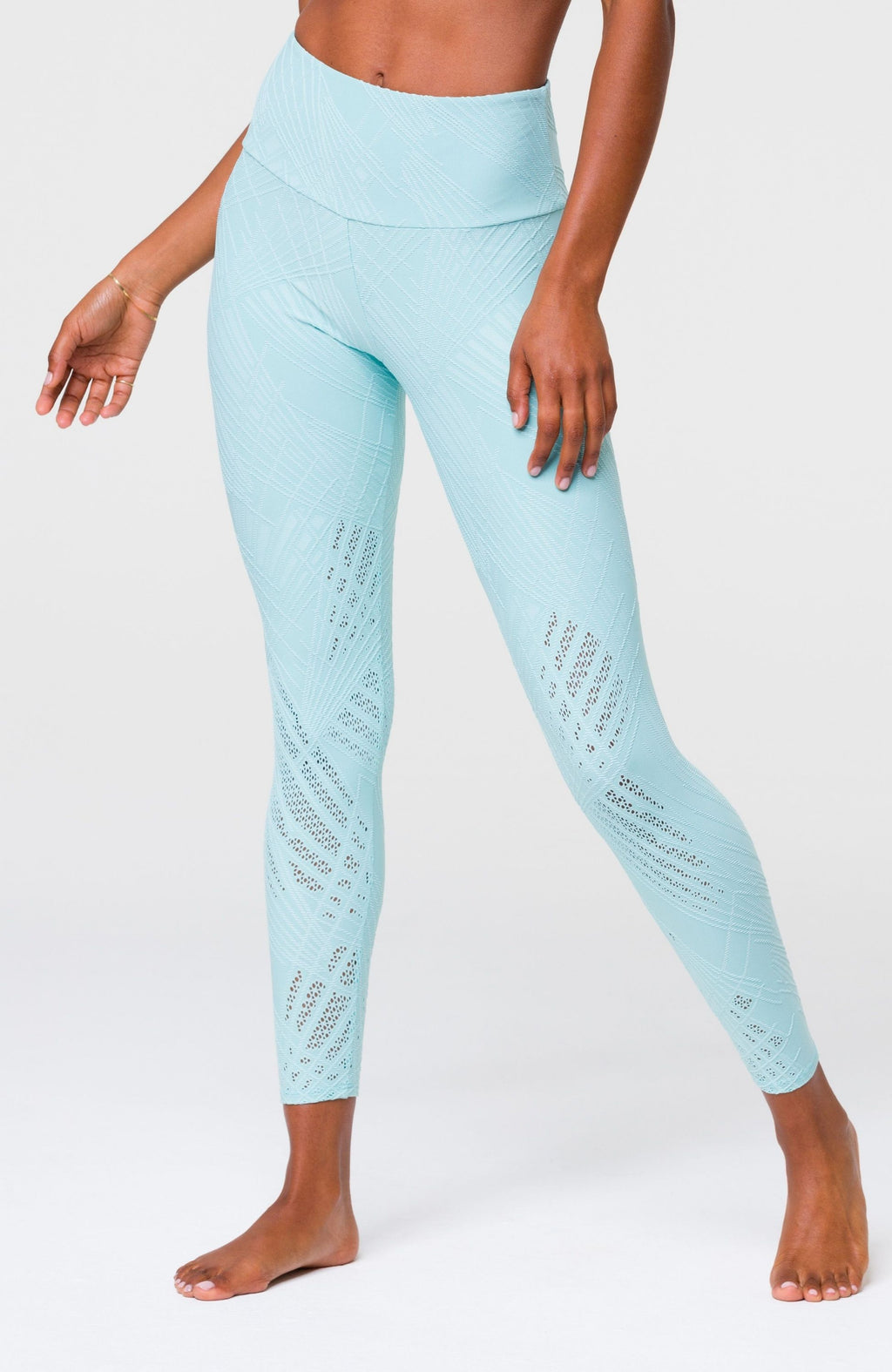 Free People High Rise 7/8 Riptide Mesh Cutouts Embroidered Leggings XS